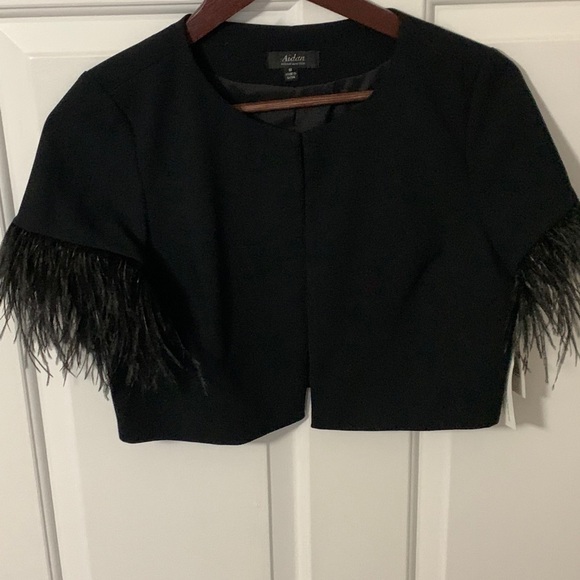 Aidan by Aidan Mattox Feather Capelet - Picture 2 of 4